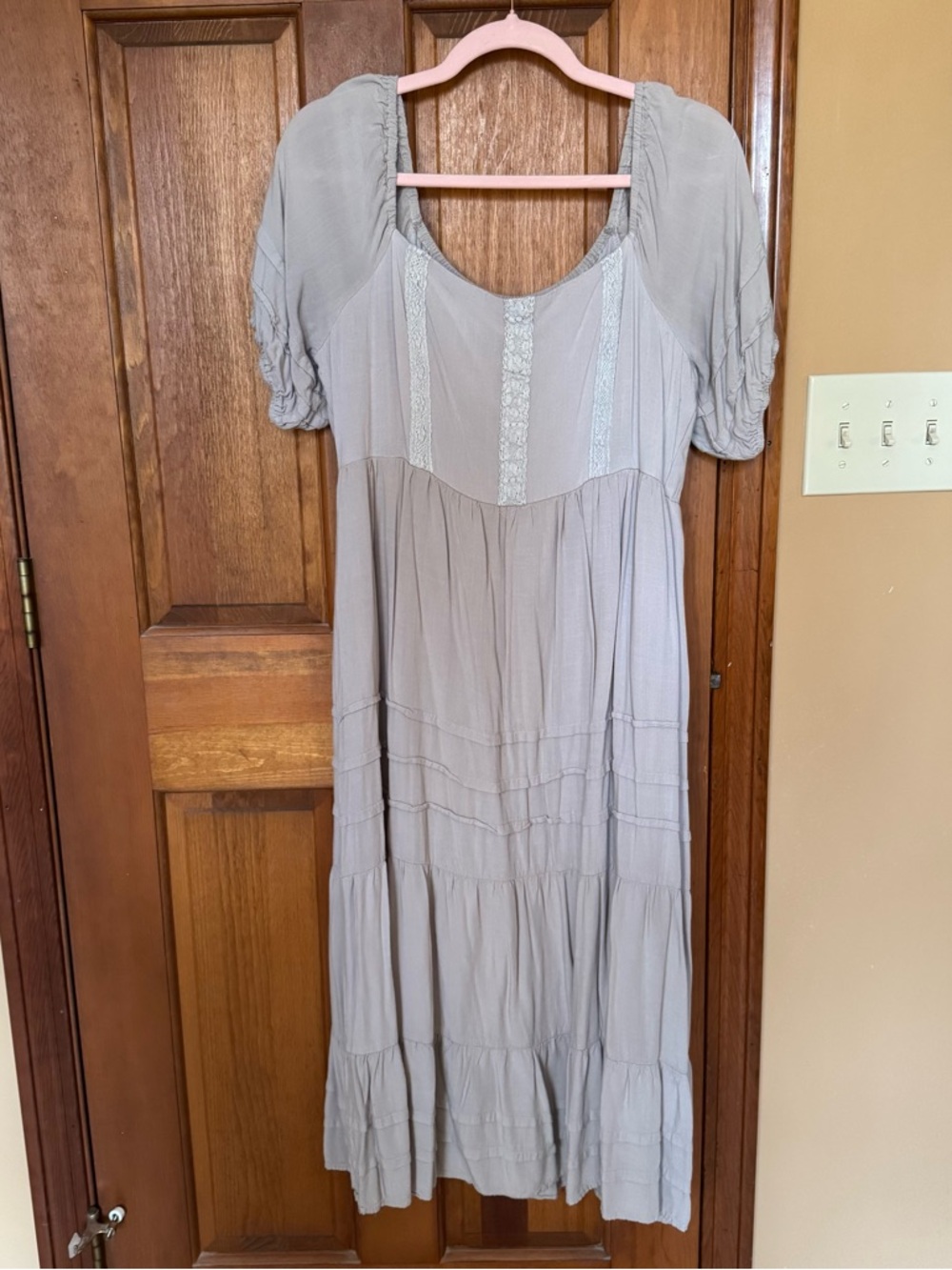 SOLD | Lavender gray cottagecore midi dress pockets size L